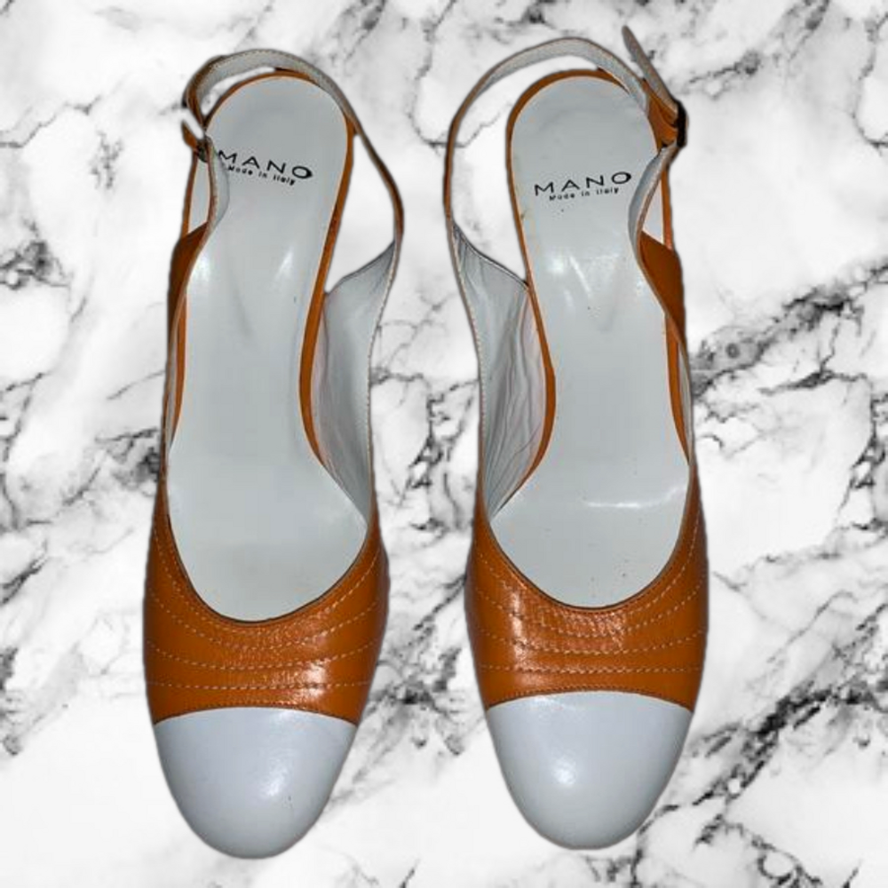 Vero Cuoio Heels Orange & White Size 10
